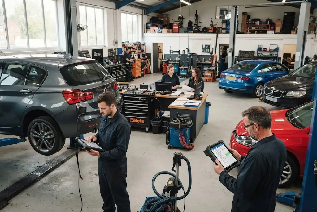 auto repair services in a productive UK workshop