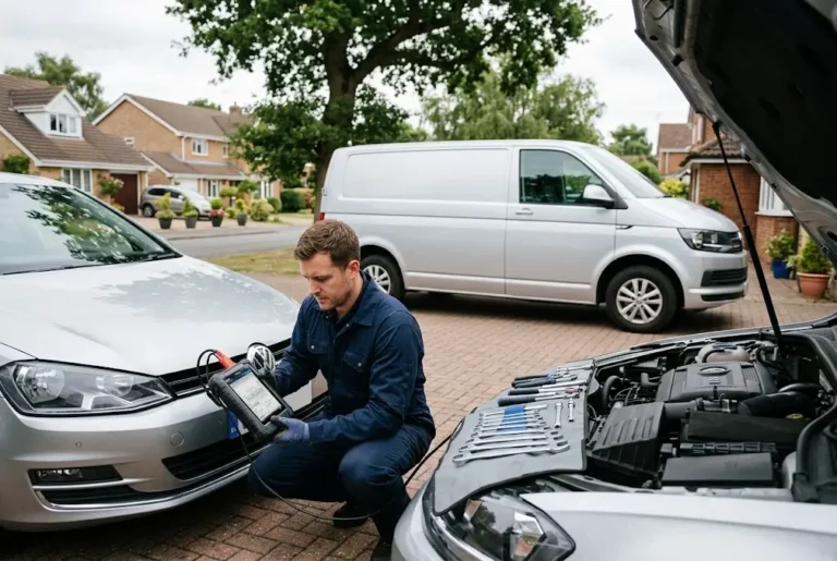 Mobile Auto Service: Building a Successful Business Model Mobile auto service technician repairing a car at a UK customer location
