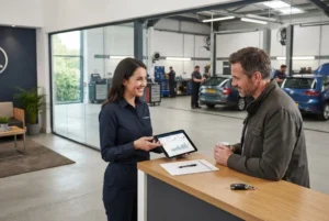 Car servicing customer loyalty and vehicle maintenance support at a UK garage